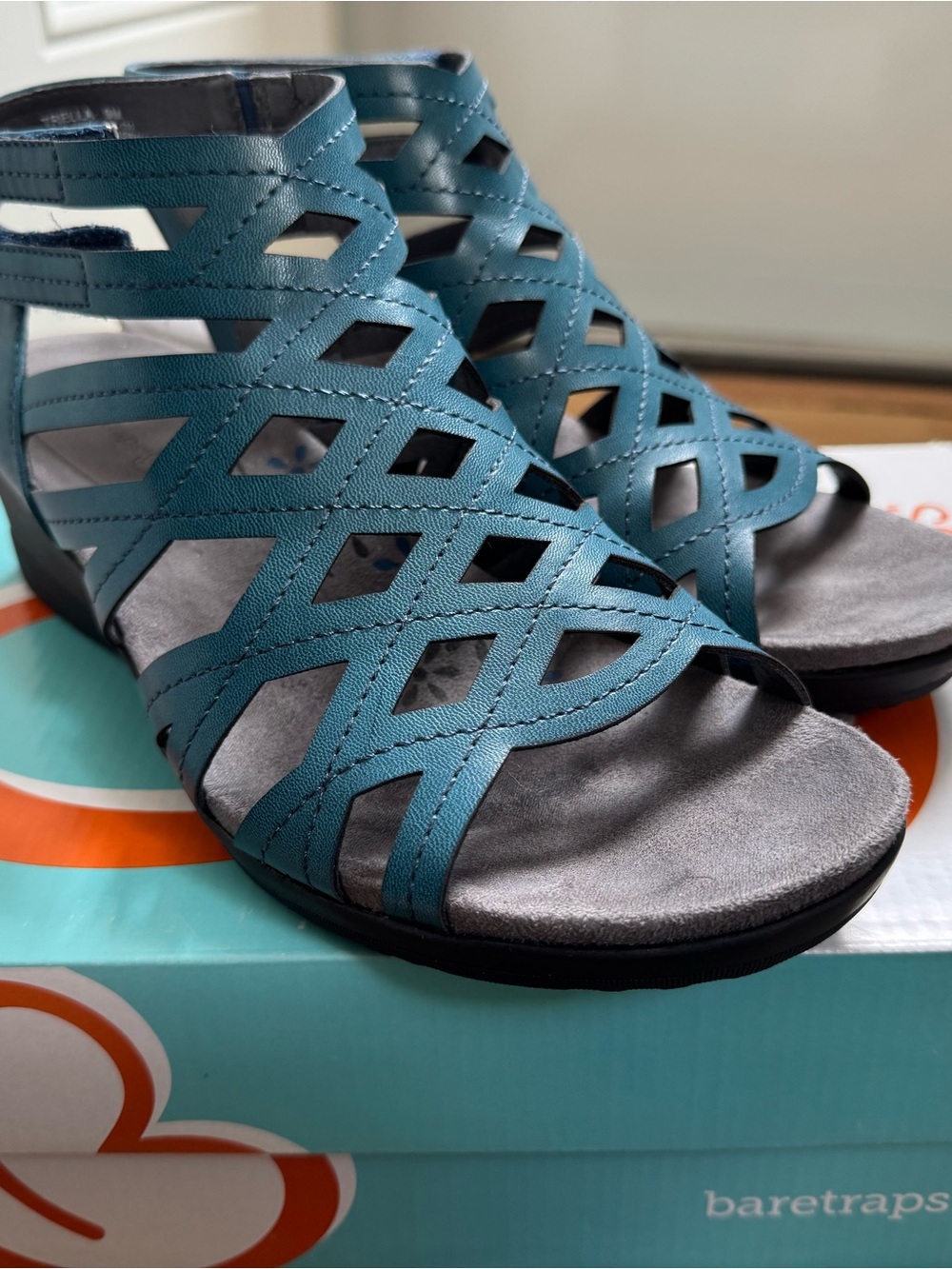 BareTraps Trella Peacock Blue Strappy Cutout Sandals